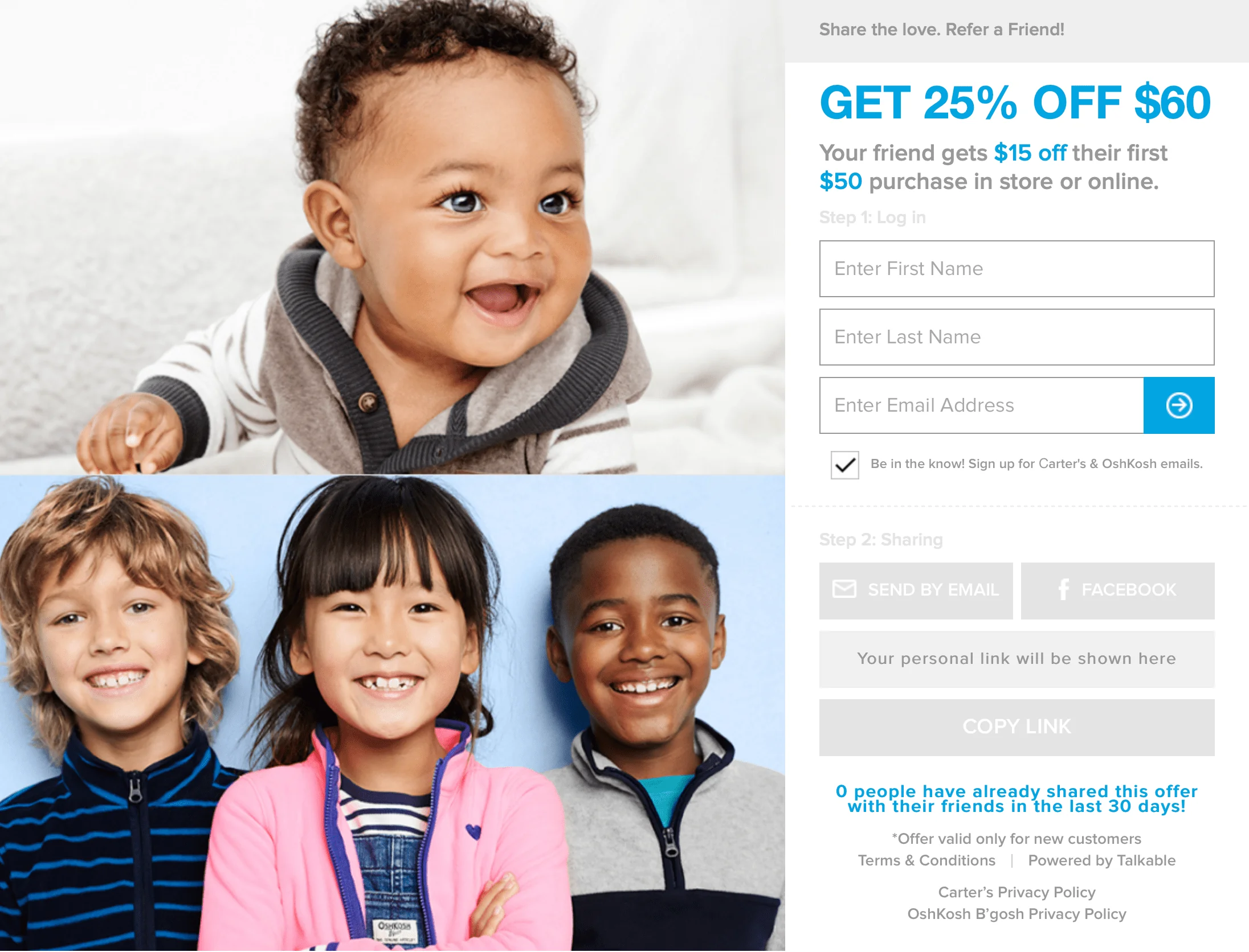 Carter's showcase popup retail referral marketing platform